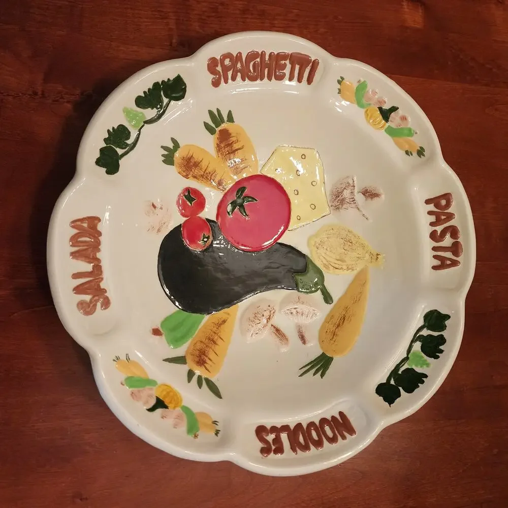 Ceramic Pasta Bowl Veggies Handpainted